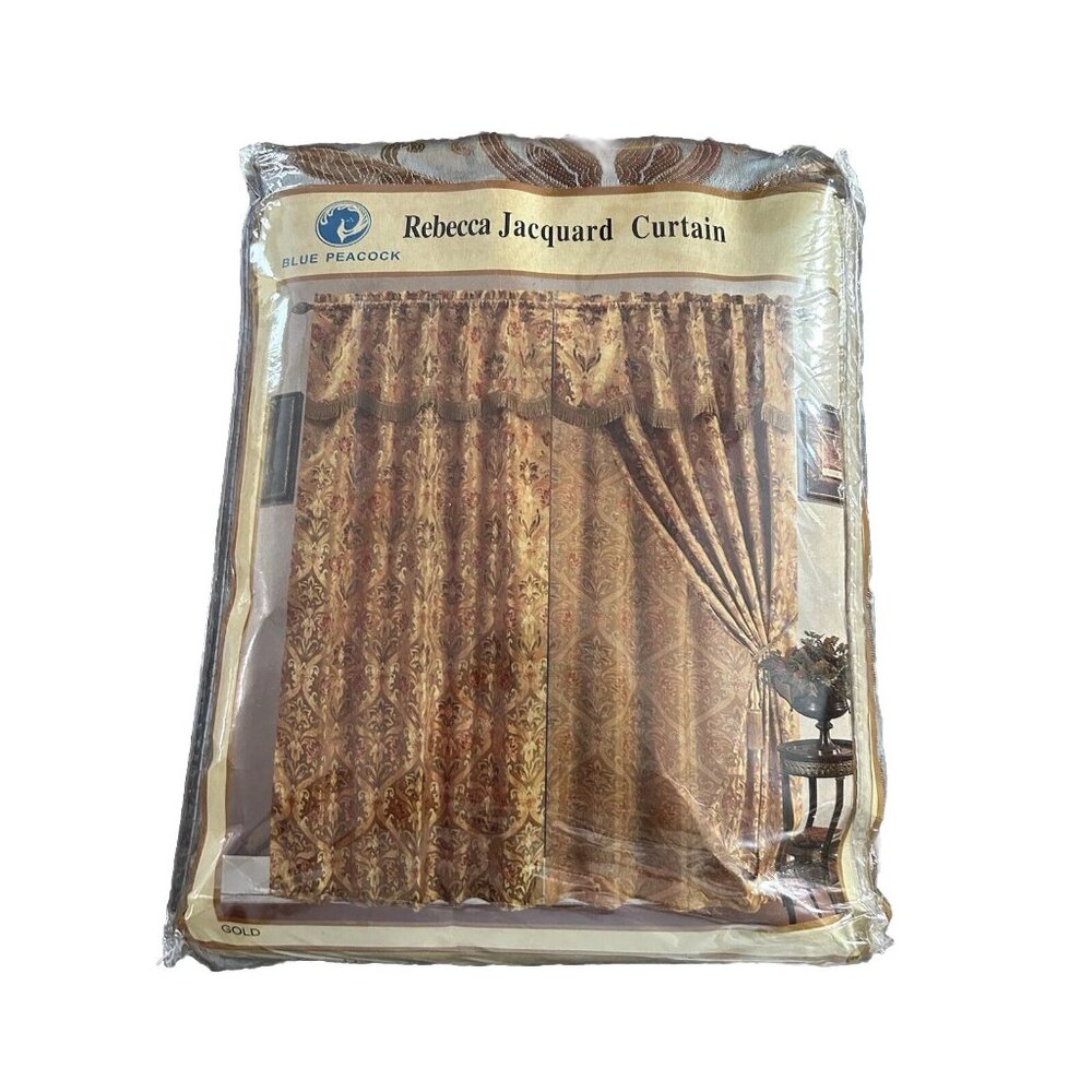 blue peacock rebecca jacquard curtains gold 60x84 100% Polyester Panel